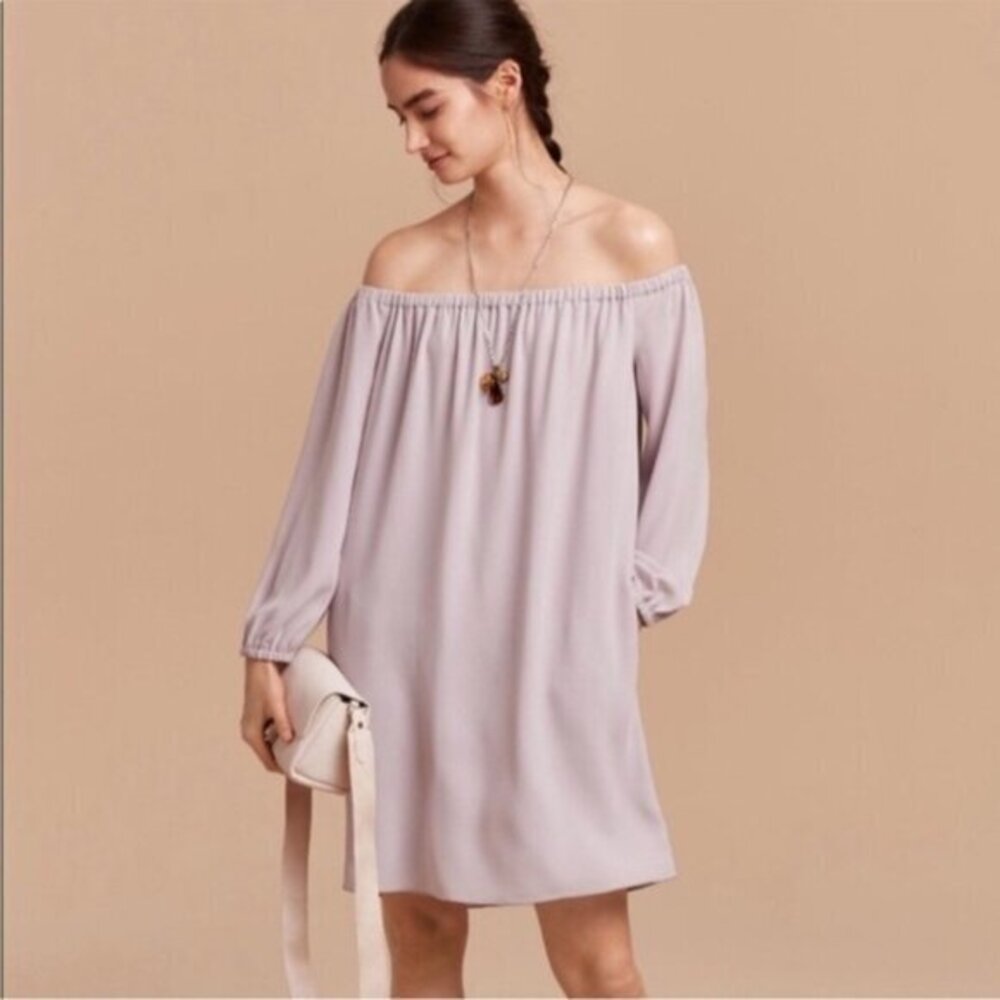 Aritzia Wilfred Duree Dress Off The shoulders Gray Size XXS